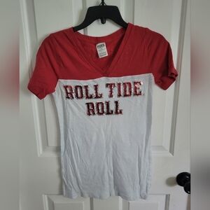 PINK Victoria's Secret Women's Collegiate Alabama Sequin Roll Tide Roll Tee Sz S